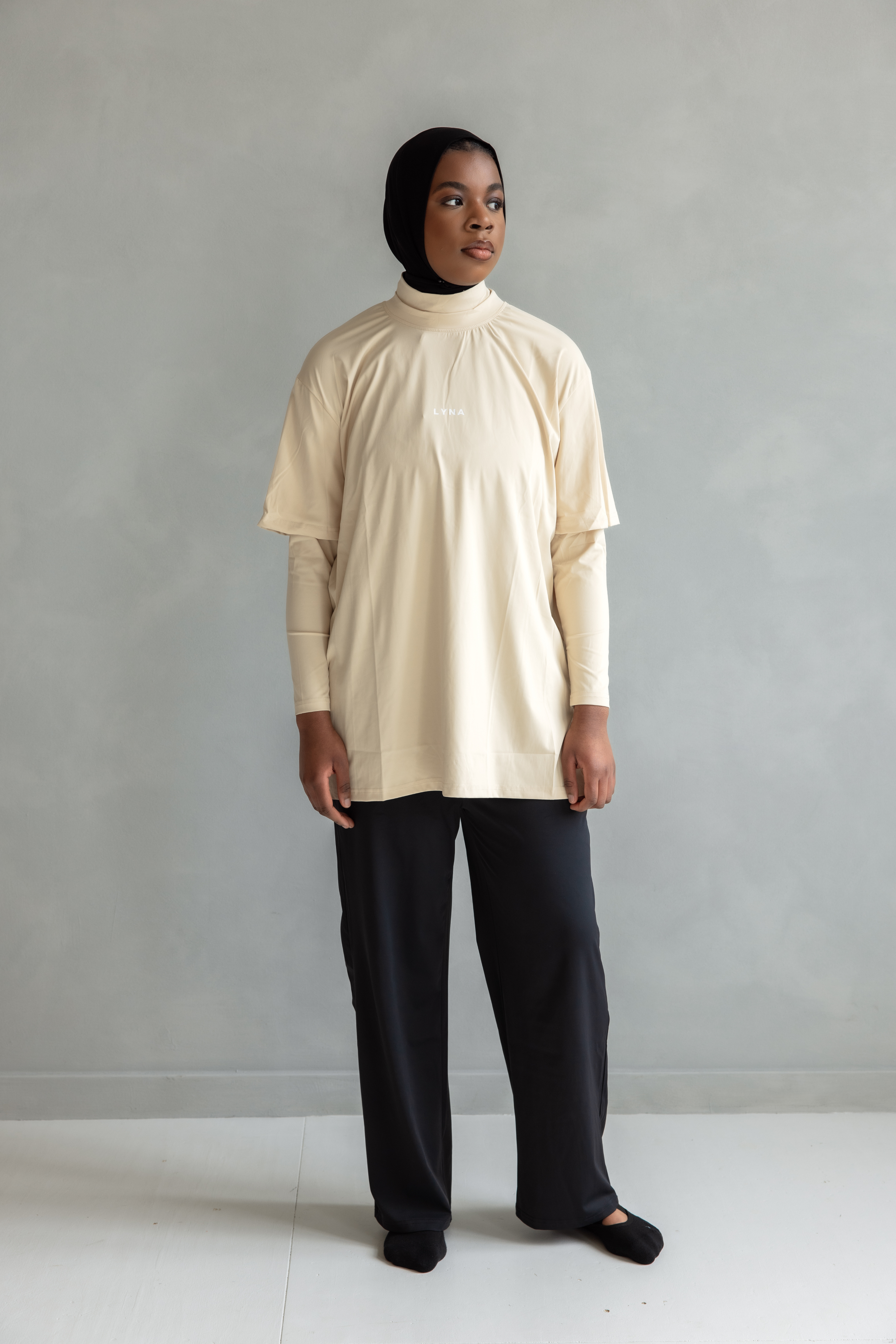 Full Set (Core Coverage Tee Beige + Bottom)