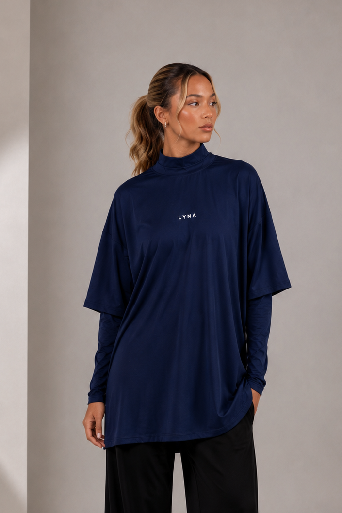 LYNA Core Coverage Tee – Navy Blue